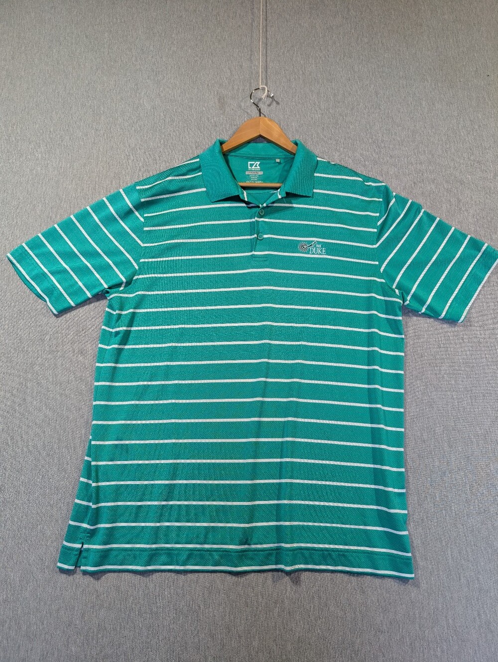 Cutter & Buck DryTec Golf Polo Shirt Men's XXL Green White Striped